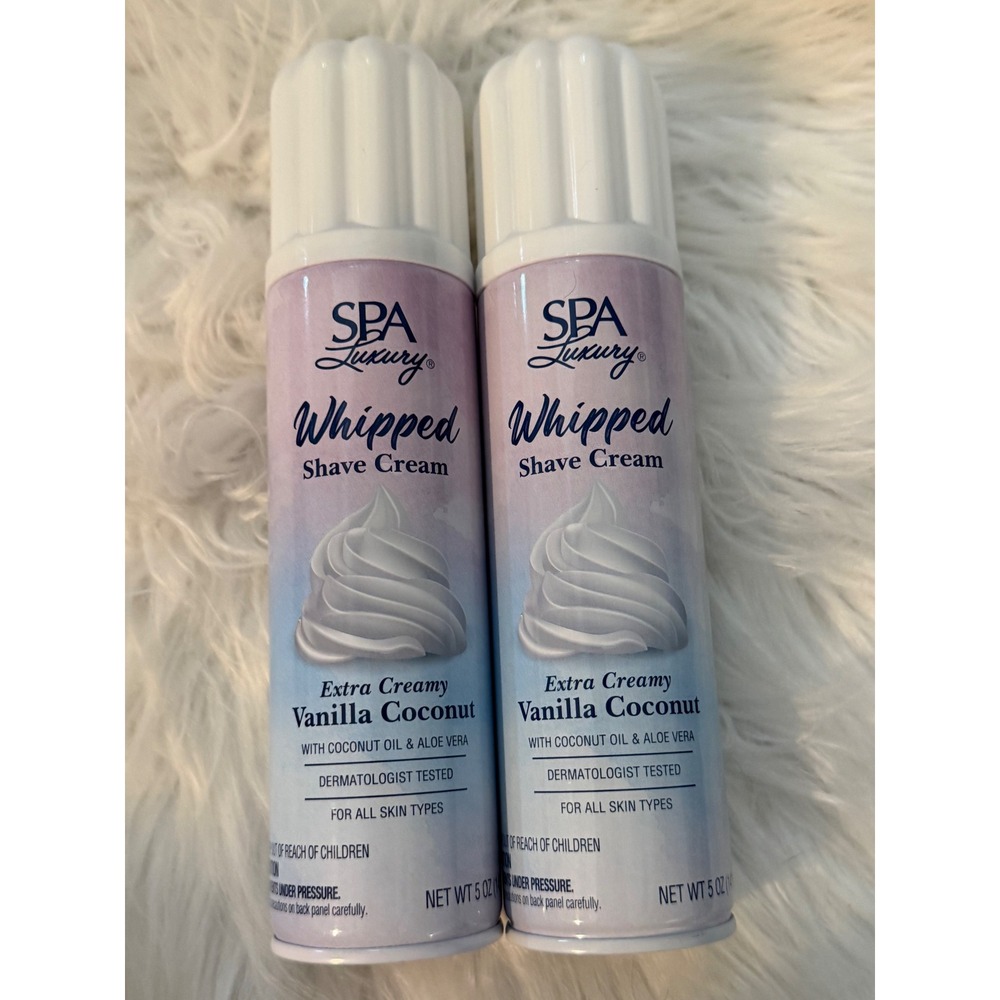Spa Luxury Whipped Shave Cream Vanilla Coconut 5oz Lot of 2 Coconut Oil Aloe